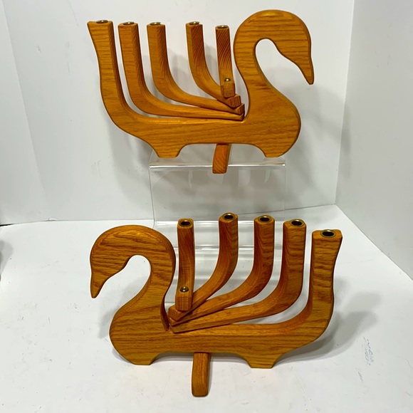 wooden swan candelabra vintage - Picture 6 of 16